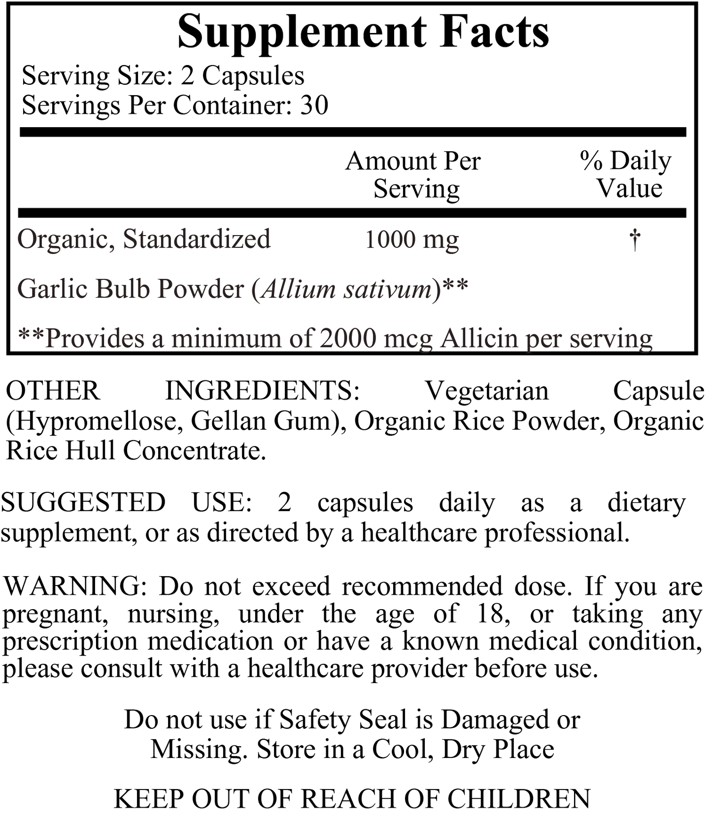 Standardized Garlic DR Capsules